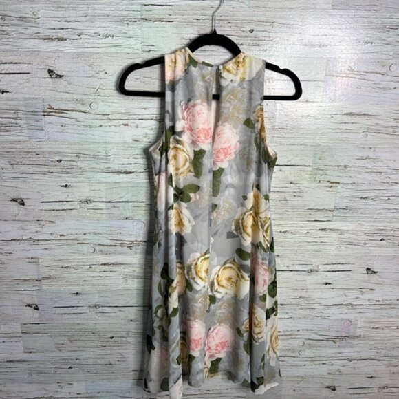Calvin Klein floral swing midi dress gray pink size 4 - Picture 7 of 7